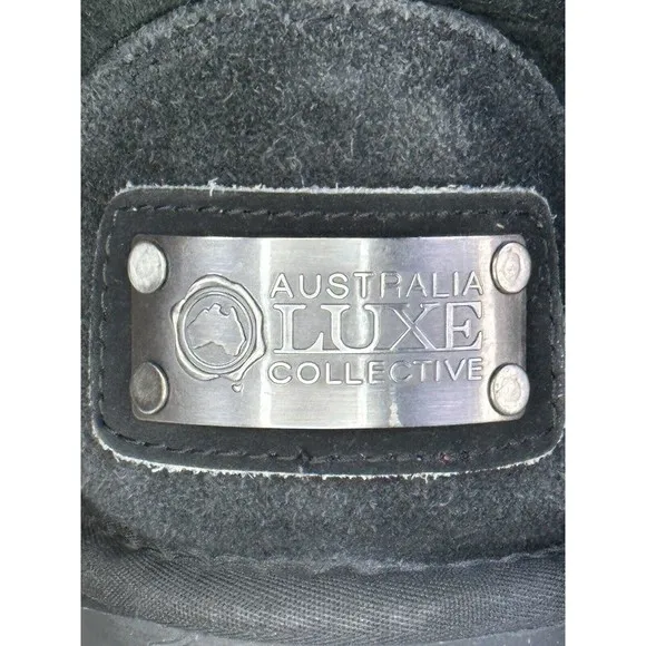 Australia Luxe Collective Cosy Tall Boots Genuine Sheepskin Suede Womens Black 6