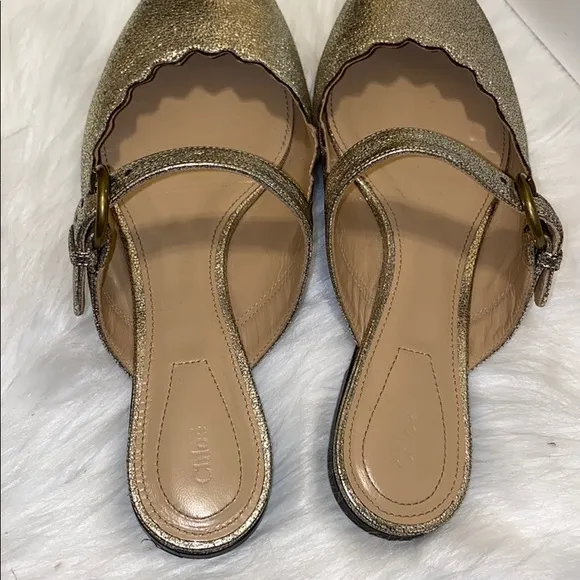 Authentic Chloe Ballerines - grey Glitter