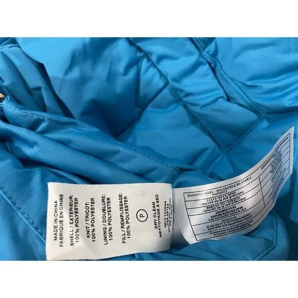 Avec Les Filles Cropped Hooded Puffer Jacket Blue Size S NWT Women’s Winter Coat