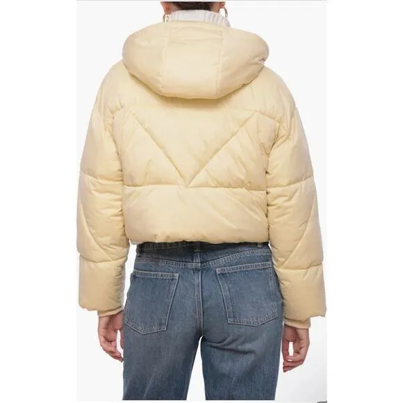 Avec Les Filles Cropped Hooded Puffer Jacket Blue Size S NWT Women’s Winter Coat