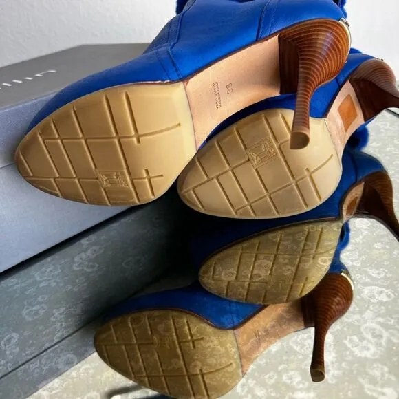 Ballin Blue Shearling Winter Heeled Platform Boots size 36