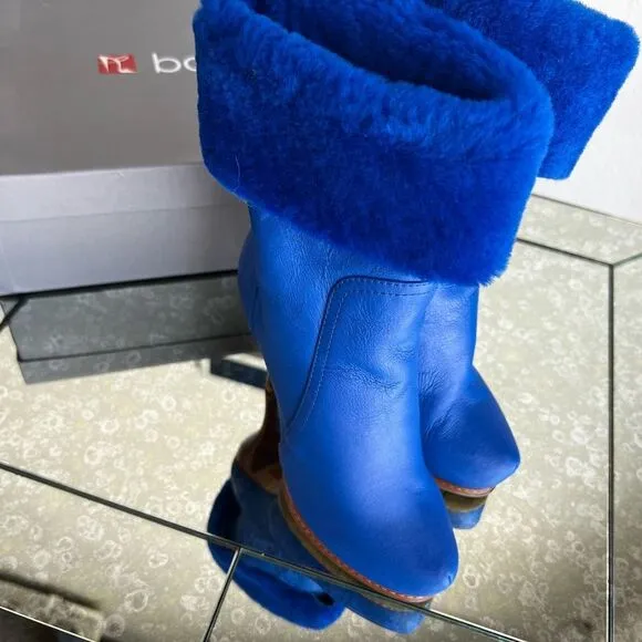 Ballin Blue Shearling Winter Heeled Platform Boots size 36