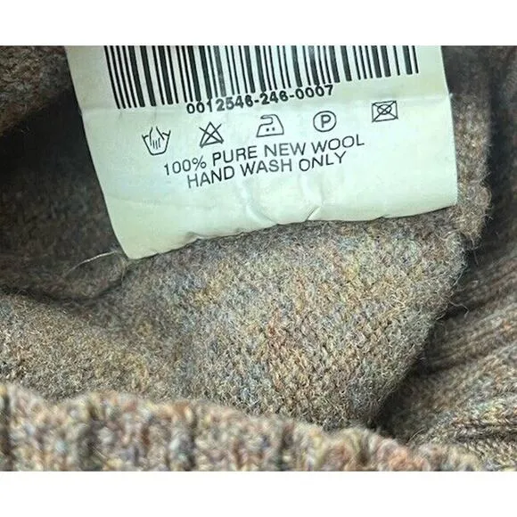 BARBOUR Mens Shetalnd Wool Tyne Crew Neck Fisherman Jumper Brown Size small