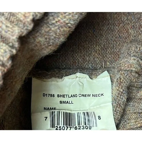 BARBOUR Mens Shetalnd Wool Tyne Crew Neck Fisherman Jumper Brown Size small