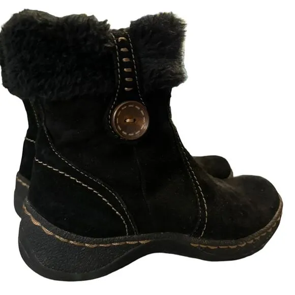 BareTraps Elexa Leather Boots Women’s Size 6 M Faux Fur Ankle Winter Warm Zip