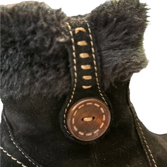 BareTraps Elexa Leather Boots Women’s Size 6 M Faux Fur Ankle Winter Warm Zip