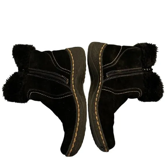 BareTraps Elexa Leather Boots Women’s Size 6 M Faux Fur Ankle Winter Warm Zip
