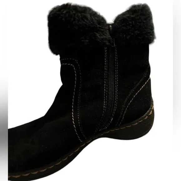 BareTraps Elexa Leather Boots Women’s Size 6 M Faux Fur Ankle Winter Warm Zip