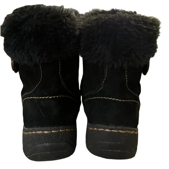 BareTraps Elexa Leather Boots Women’s Size 6 M Faux Fur Ankle Winter Warm Zip