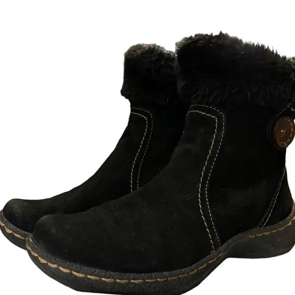 BareTraps Elexa Leather Boots Women’s Size 6 M Faux Fur Ankle Winter Warm Zip