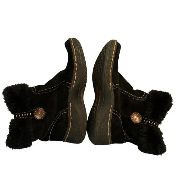 BareTraps Elexa Leather Boots Women’s Size 6 M Faux Fur Ankle Winter Warm Zip