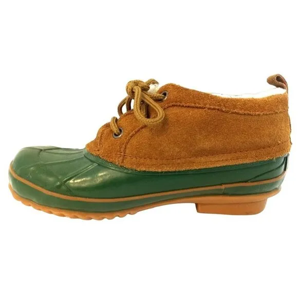 Bass Tamarack Rain Moccasin Shoes Womens Size 7 Green/Brown Leather Rubber