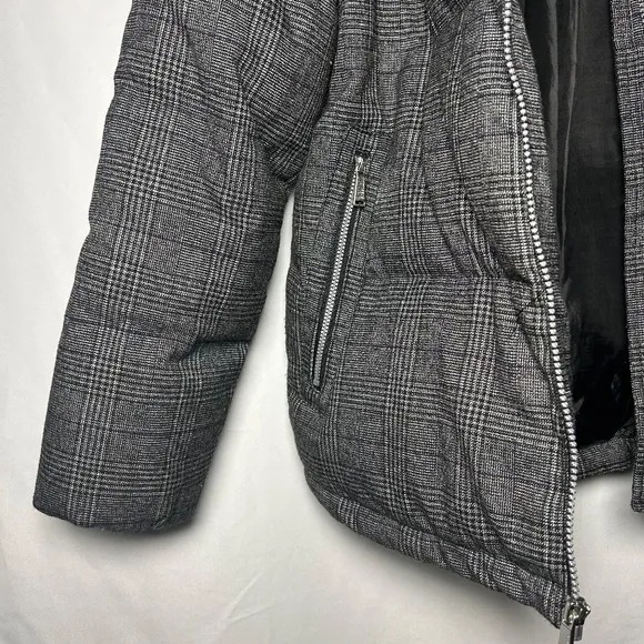 BCBGeneration Gray‎ Plaid Puffer Jacket