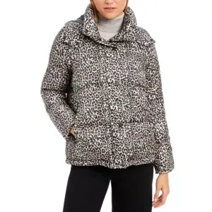 BCBGeneration Leopard-Print Hooded Puffer Coat, Size Small