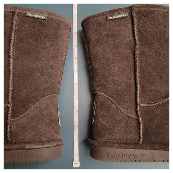 Bearpaw Brown Suede Leather Sheepskin Wool Lining Emma Short Winter Boots