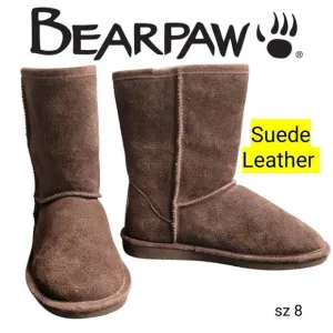 Bearpaw Brown Suede Leather Sheepskin Wool Lining Emma Short Winter Boots