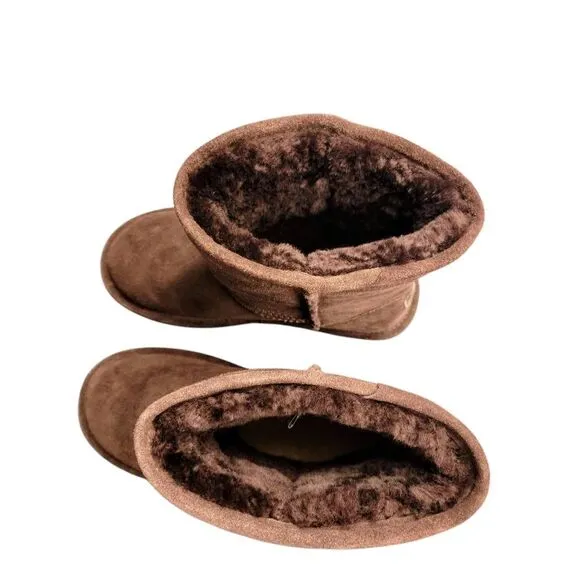 Bearpaw Brown Suede Leather Sheepskin Wool Lining Emma Short Winter Boots