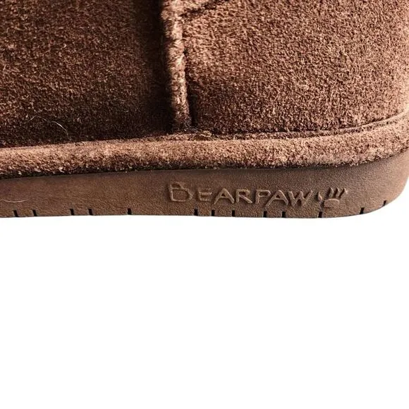 Bearpaw Brown Suede Leather Sheepskin Wool Lining Emma Short Winter Boots