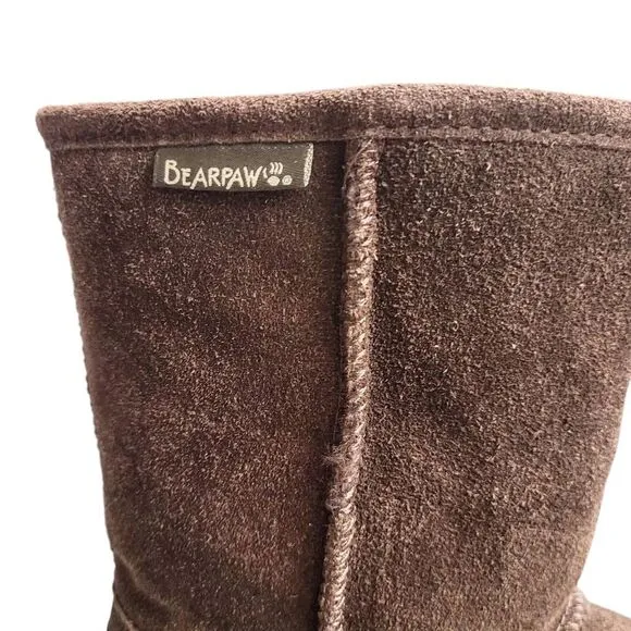 Bearpaw Brown Suede Leather Sheepskin Wool Lining Emma Short Winter Boots