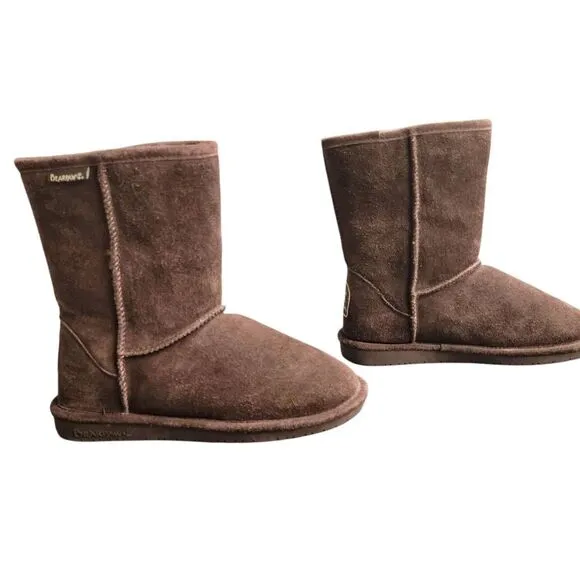 Bearpaw Brown Suede Leather Sheepskin Wool Lining Emma Short Winter Boots