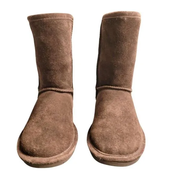 Bearpaw Brown Suede Leather Sheepskin Wool Lining Emma Short Winter Boots