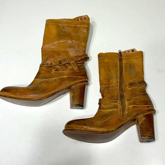 Bed Stu boot golden tan distressed wrapped