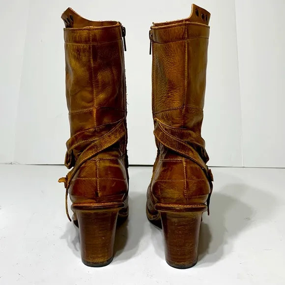 Bed Stu boot golden tan distressed wrapped
