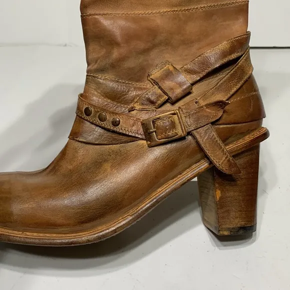 Bed Stu boot golden tan distressed wrapped