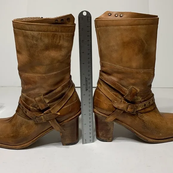 Bed Stu boot golden tan distressed wrapped