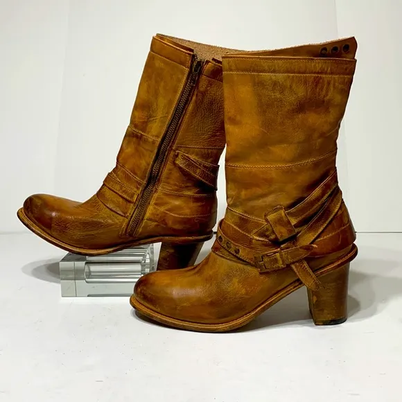 Bed Stu boot golden tan distressed wrapped