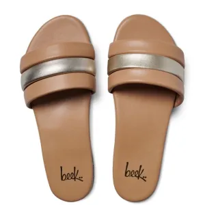 beek Calibird Slide Sandals in Platinum and Beach. NEW with box and dust bag.