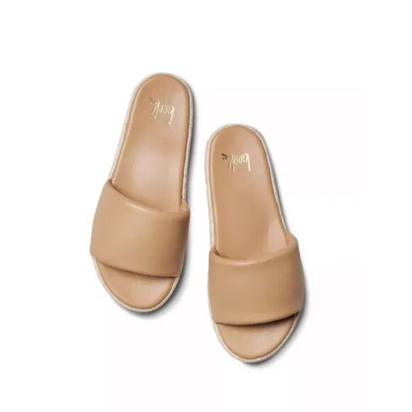 Beek Puffbird Leather Slide Sandals Beach Tan Neutral Beige