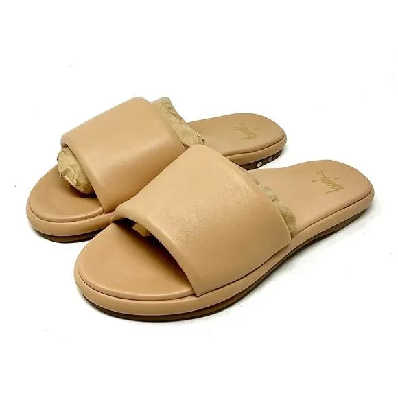 Beek Puffbird Leather Slide Sandals Beach Tan Neutral Beige