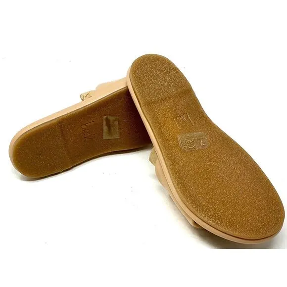 Beek Puffbird Leather Slide Sandals Beach Tan Neutral Beige