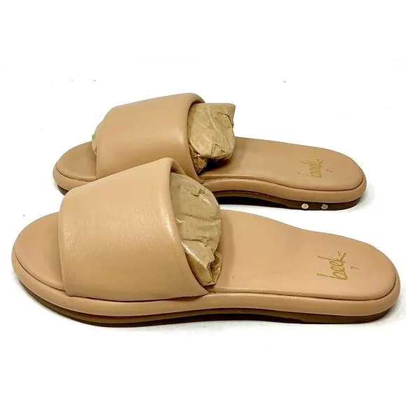 Beek Puffbird Leather Slide Sandals Beach Tan Neutral Beige