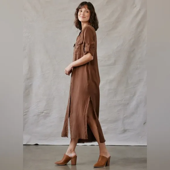 Bella Dahl Maxi Shirt Dress-Golden Topaz