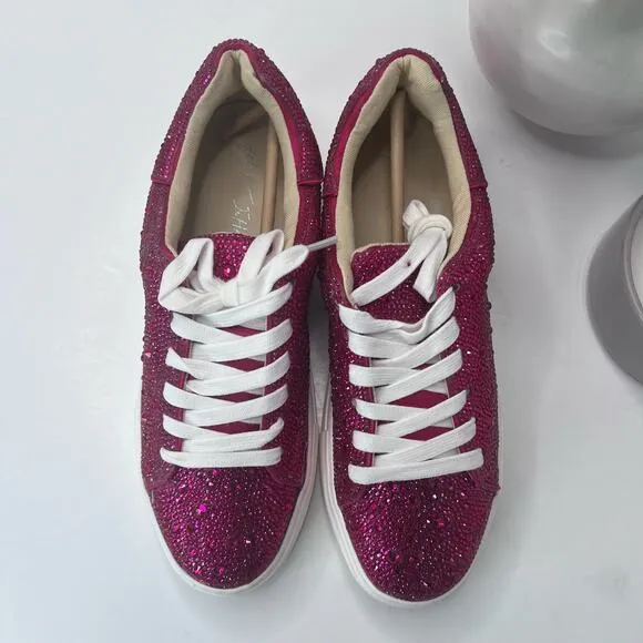 Betsey Johnson Sb-Sidny Sneakers Rhinestone Shoes Pink SF1453 Women 7M Tried On