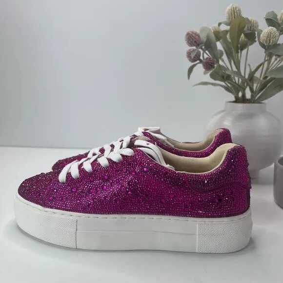 Betsey Johnson Sb-Sidny Sneakers Rhinestone Shoes Pink SF1453 Women 7M Tried On