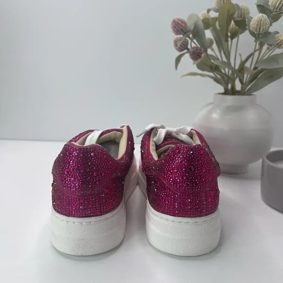 Betsey Johnson Sb-Sidny Sneakers Rhinestone Shoes Pink SF1453 Women 7M Tried On