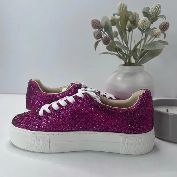 Betsey Johnson Sb-Sidny Sneakers Rhinestone Shoes Pink SF1453 Women 7M Tried On