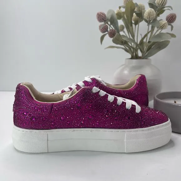 Betsey Johnson Sb-Sidny Sneakers Rhinestone Shoes Pink SF1453 Women 7M Tried On