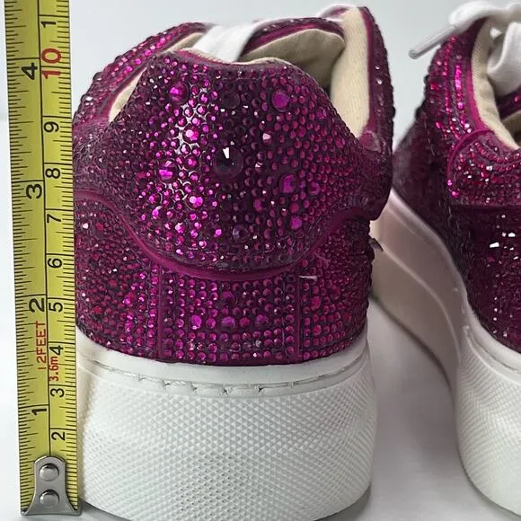 Betsey Johnson Sb-Sidny Sneakers Rhinestone Shoes Pink SF1453 Women 7M Tried On