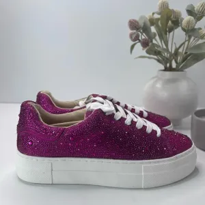 Betsey Johnson Sb-Sidny Sneakers Rhinestone Shoes Pink SF1453 Women 7M Tried On