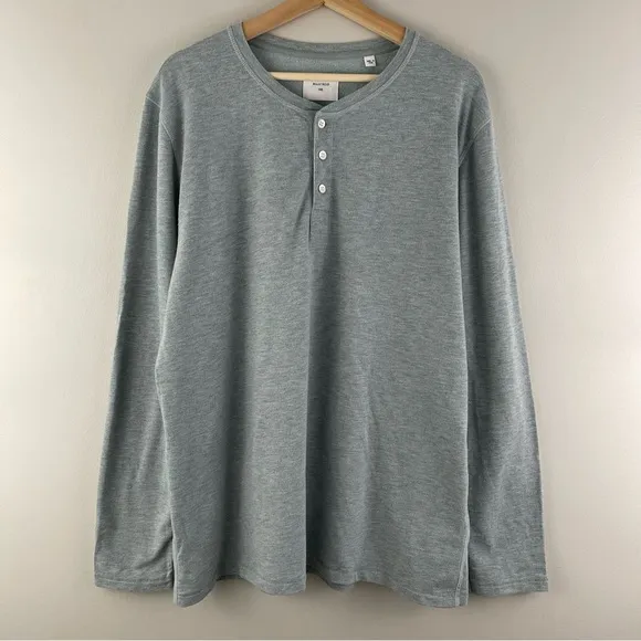 BILLY REID Men’s Light Grey Cloud Blue Donegal Terry Long Sleeve Henley Top