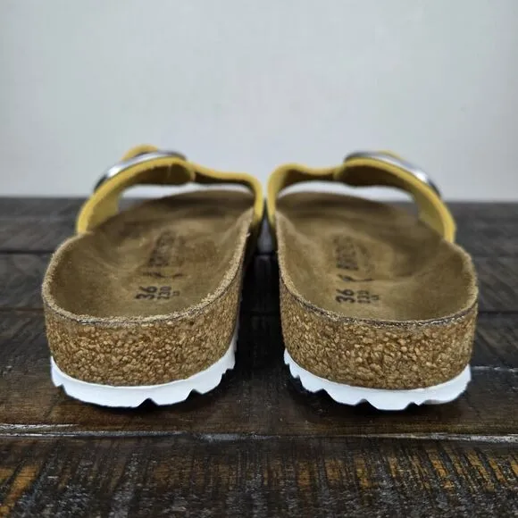 Birkenstock Madrid Big Buckle Womens Size 5 EU 36 Narrow Sandals Yellow Brown