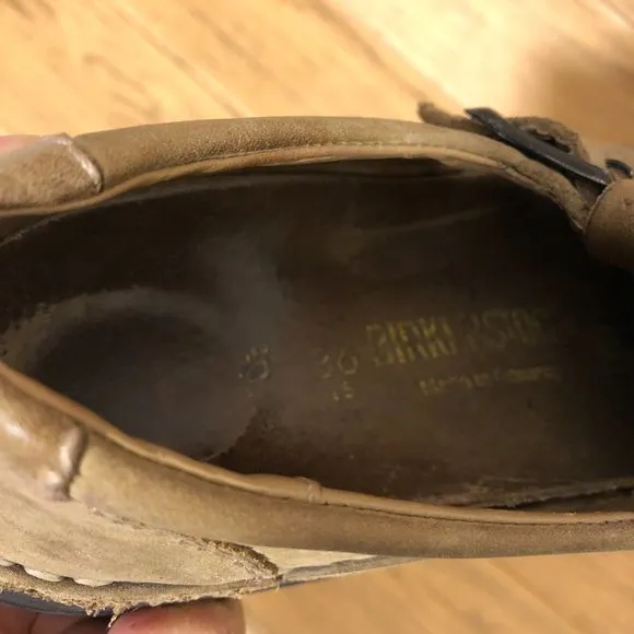 Birkenstock women footprints fisherman Brown shoes sandals, 36 wide