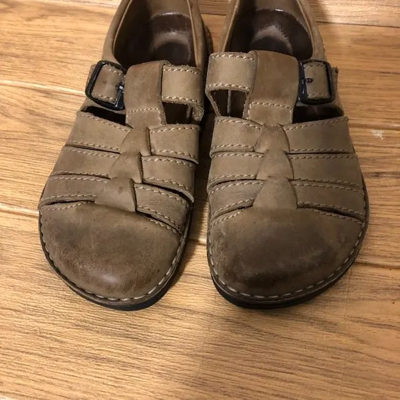 Birkenstock women footprints fisherman Brown shoes sandals, 36 wide