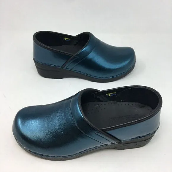 Bjork Women's Shoes Blue Size 37 US 6.5 Professional Leather Clogs Metallic