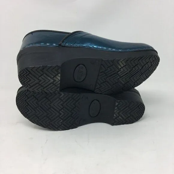 Bjork Women's Shoes Blue Size 37 US 6.5 Professional Leather Clogs Metallic