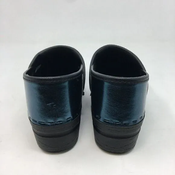 Bjork Women's Shoes Blue Size 37 US 6.5 Professional Leather Clogs Metallic